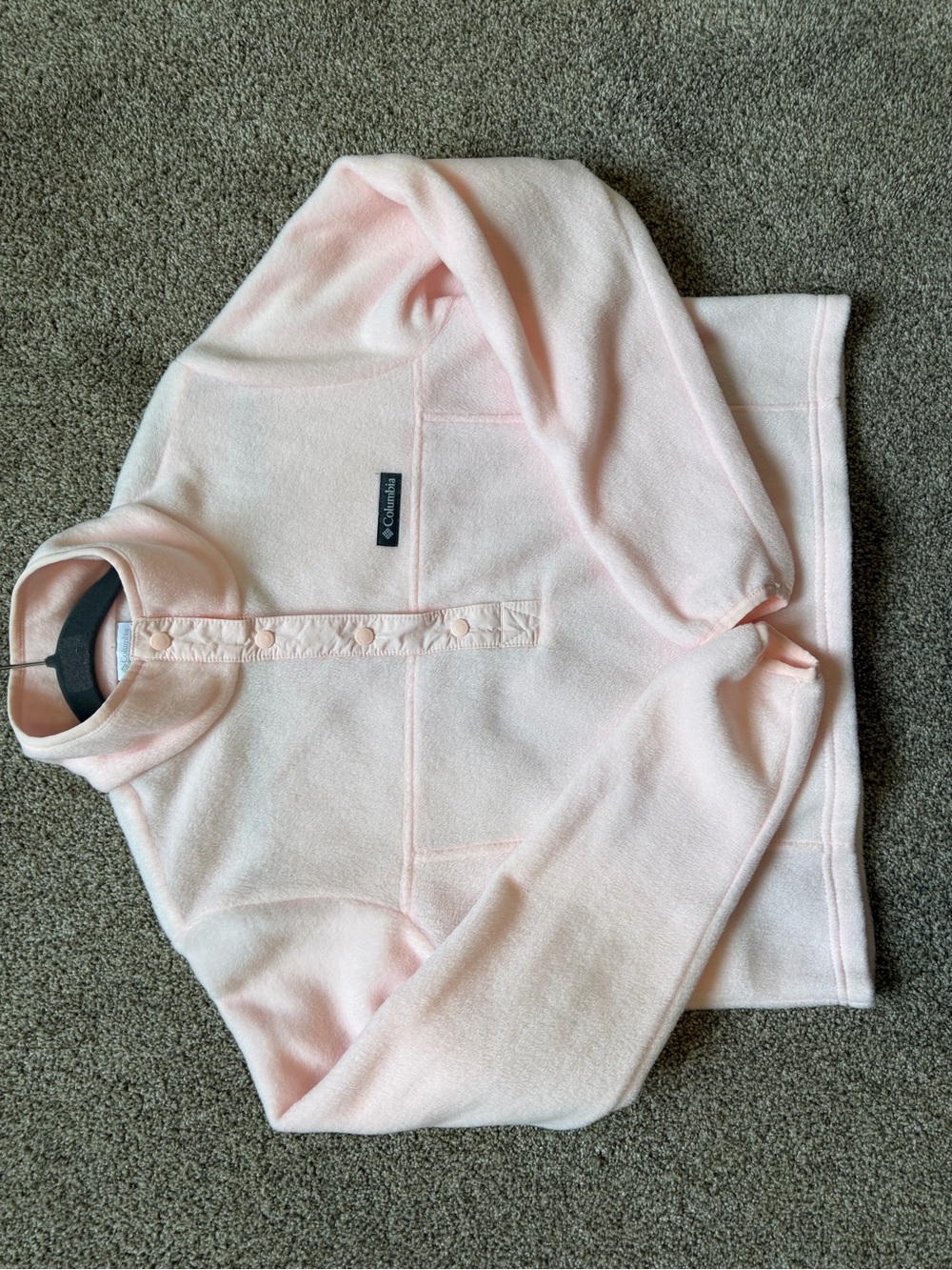 Columbia Pale Pink Cropped Fleece Snap-Front Pullover